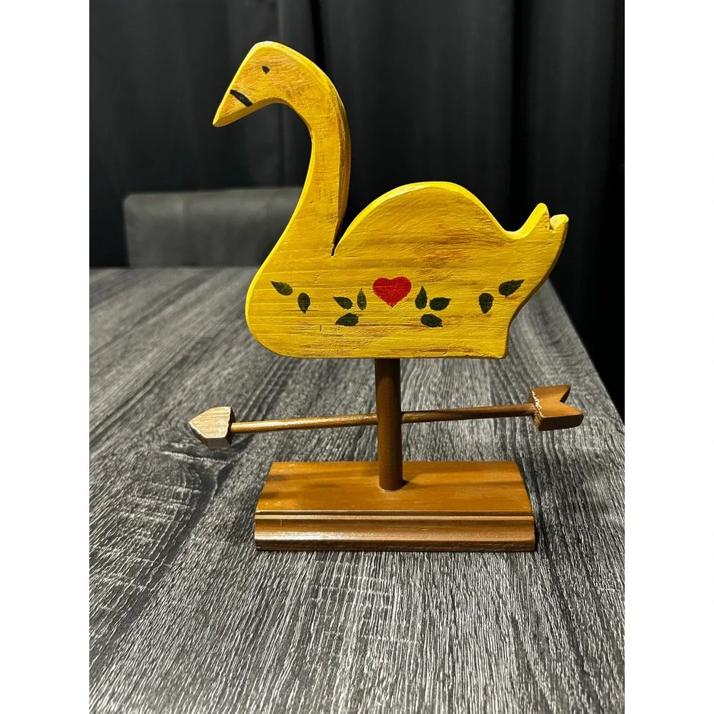Vintage Hand-Painted Wooden Chicken & Swan Primitive‎ Folk Art Figurines Farm